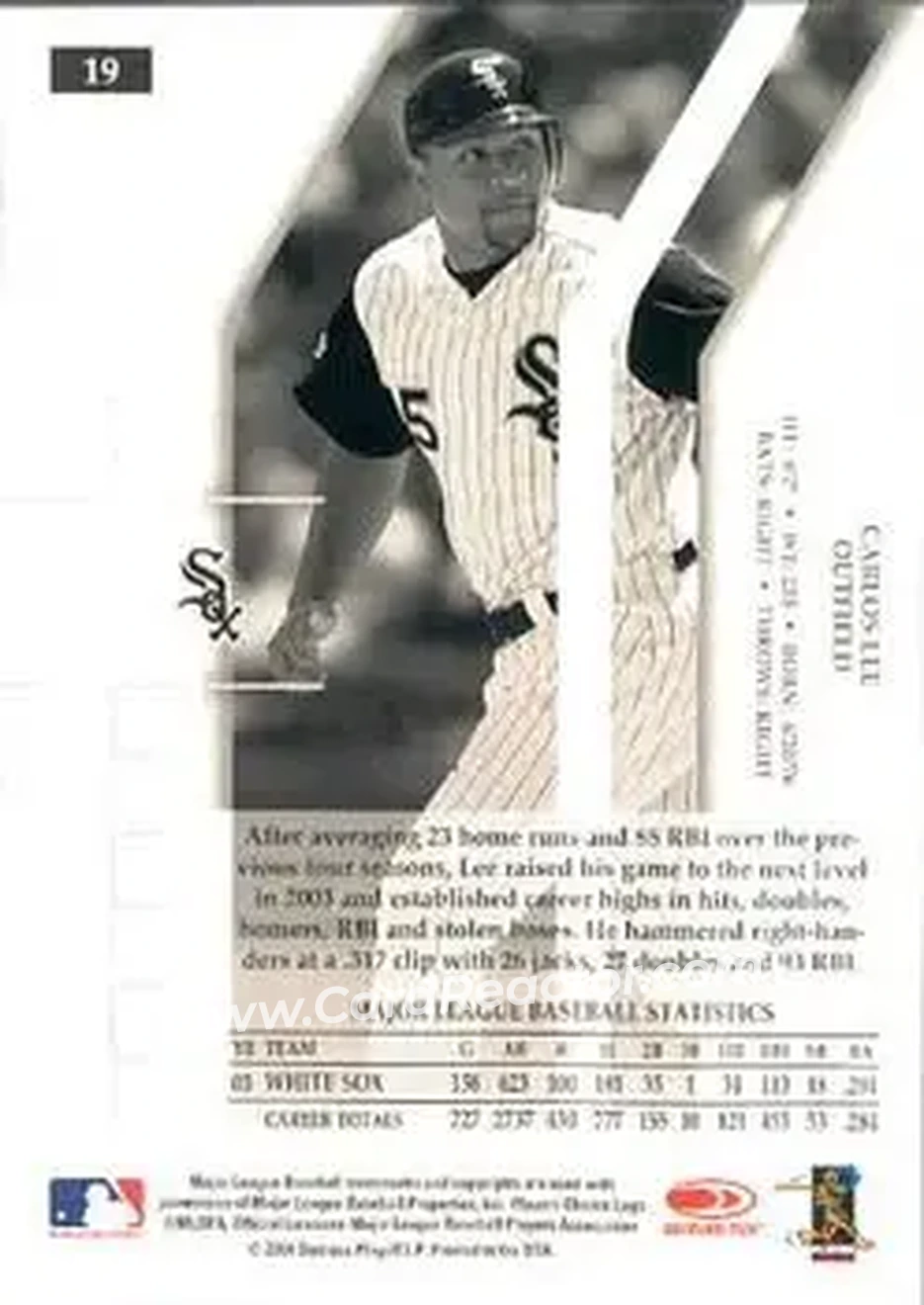 2004 Donruss Elite #19 - Carlos Lee - Chicago White Sox - Back