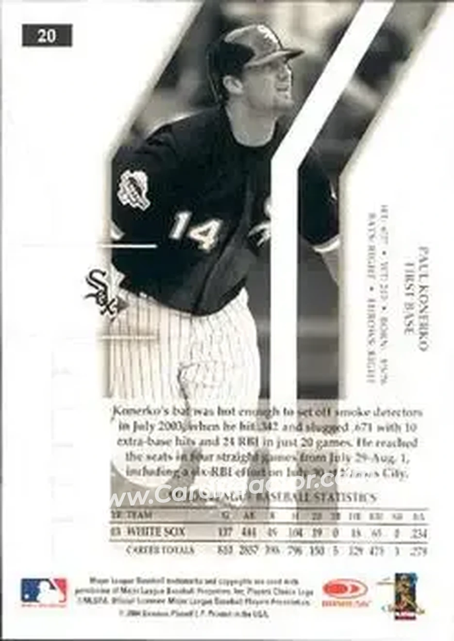 2004 Donruss Elite #20 - Paul Konerko - Chicago White Sox - Back