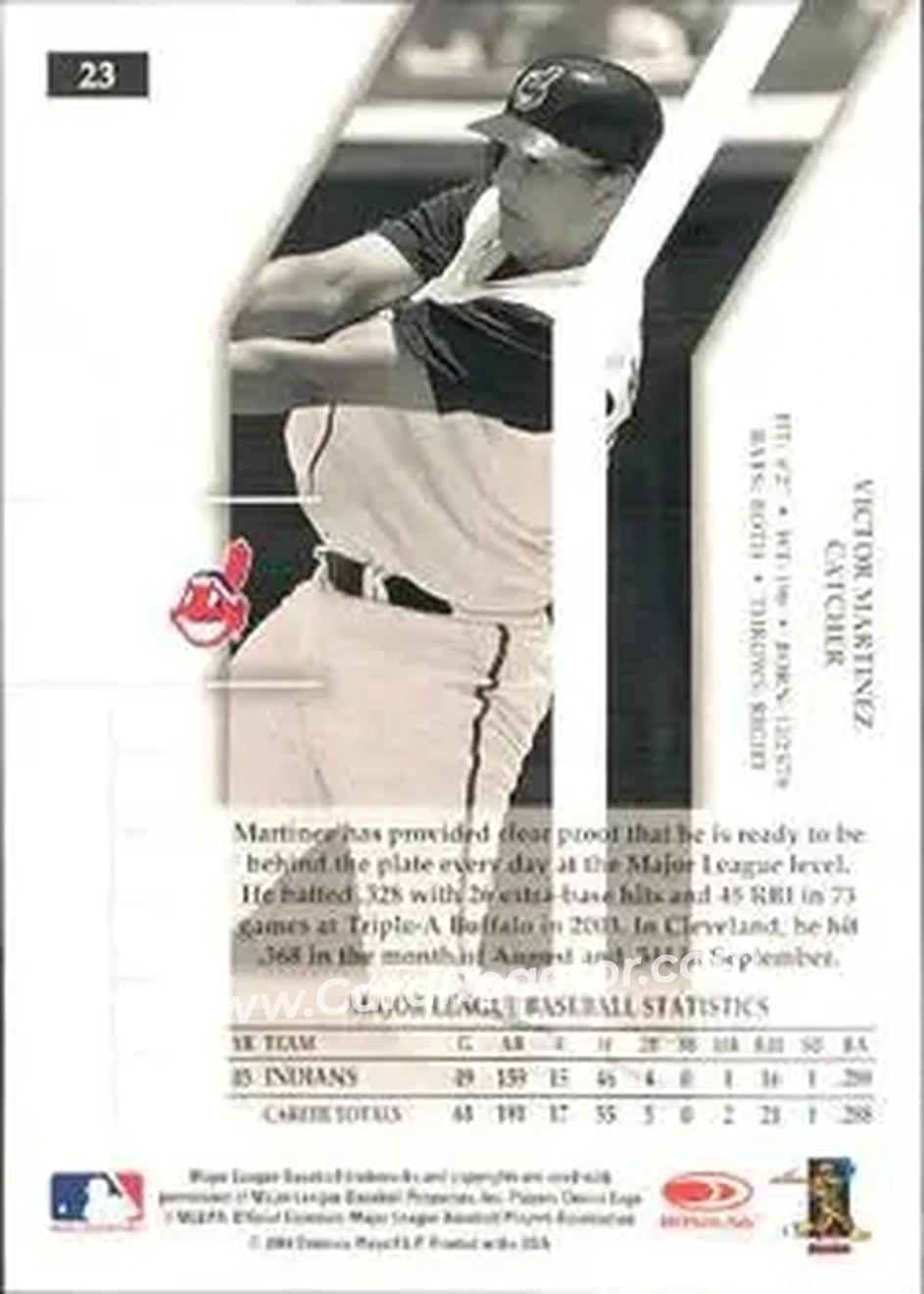 2004 Donruss Elite #23 - Victor Martinez - Cleveland Indians - Back