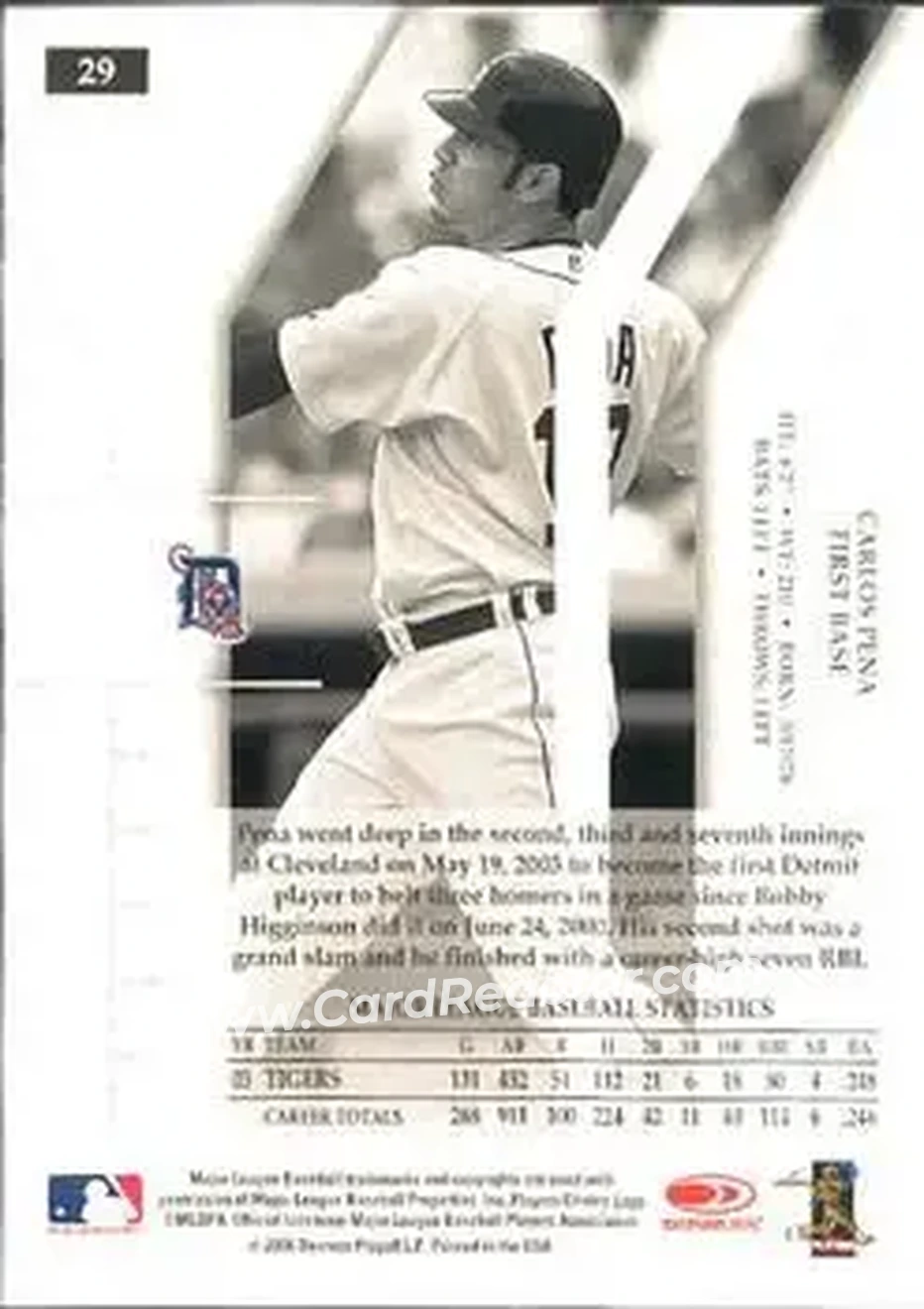 2004 Donruss Elite #29 - Carlos Peña - Detroit Tigers - Back