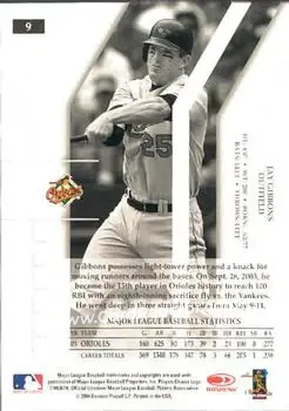 2004 Donruss Elite #9 - Jay Gibbons - Baltimore Orioles - Back