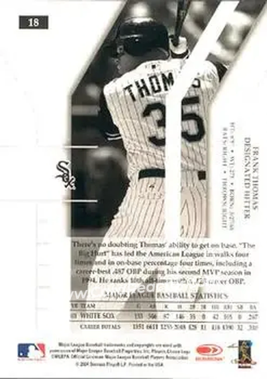 2004 Donruss Elite #18 - Frank Thomas - Chicago White Sox - Back 2004 Donruss Elite #18 - Frank Thomas - Chicago White Sox - Back