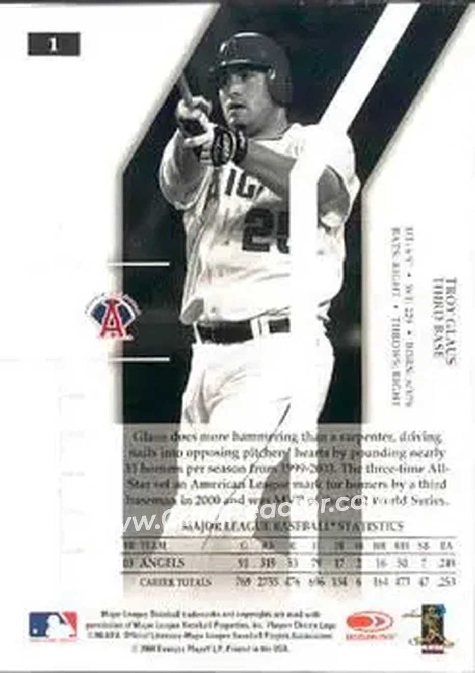 2004 Donruss Elite Extra Edition #1 - Troy Glaus - Anaheim Angels - Back