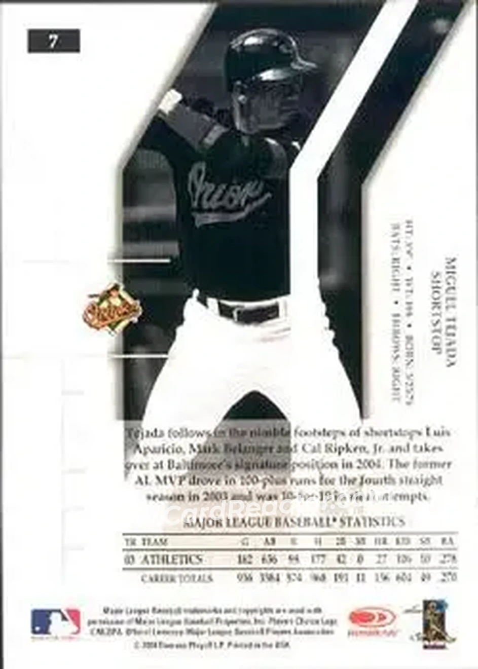 2004 Donruss Elite Extra Edition #7 - Miguel Tejada - Baltimore Orioles - Back 2004 Donruss Elite Extra Edition #7 - Miguel Tejada - Baltimore Orioles - Back