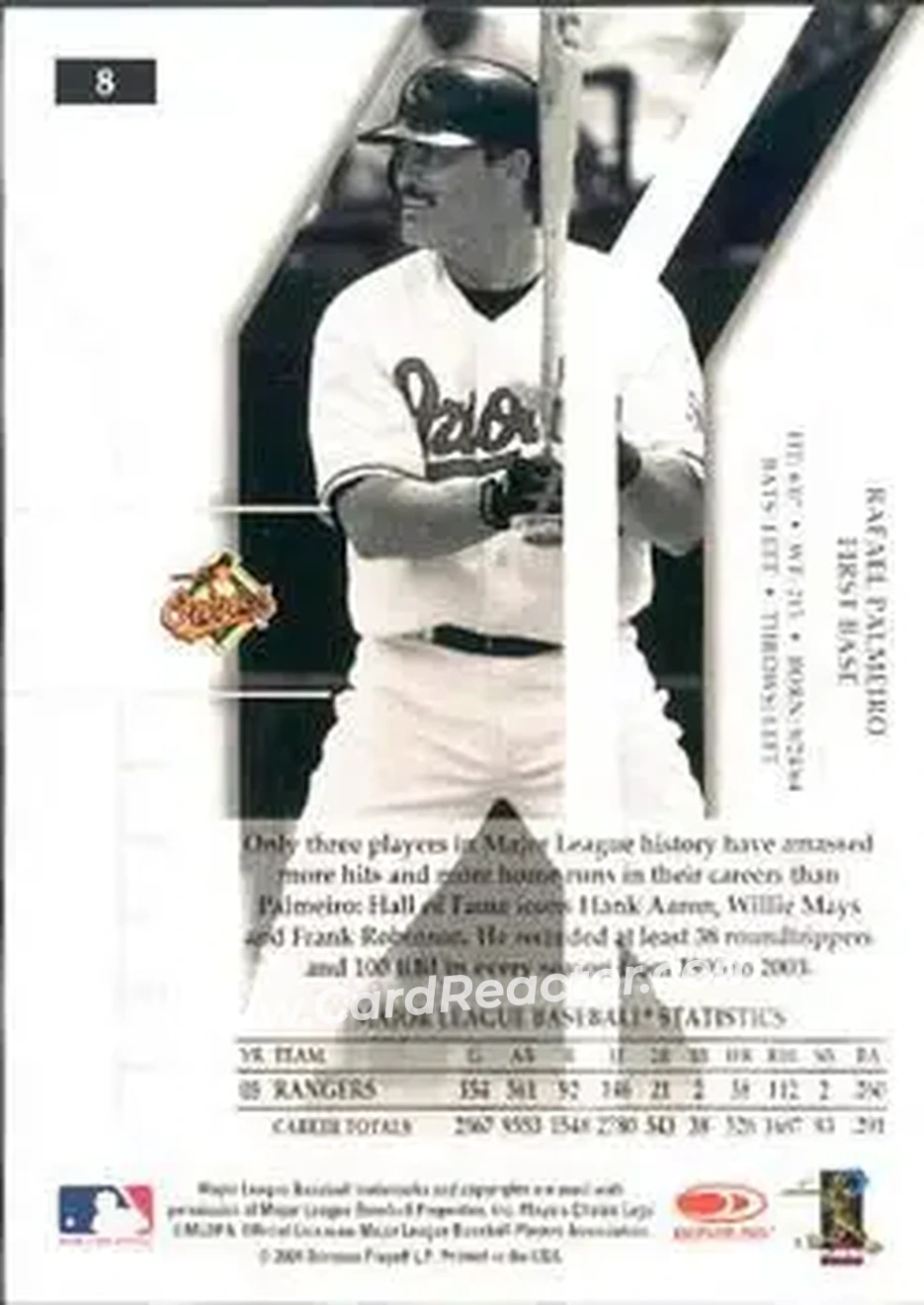 2004 Donruss Elite Extra Edition #8 - Rafael Palmeiro - Baltimore Orioles - Back
