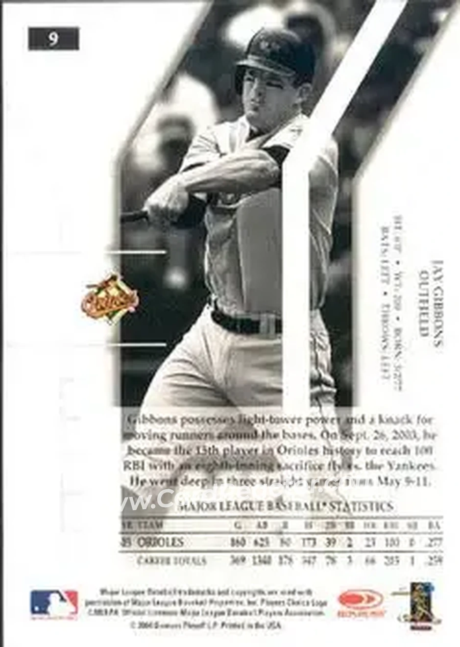 2004 Donruss Elite Extra Edition #9 - Jay Gibbons - Baltimore Orioles - Back