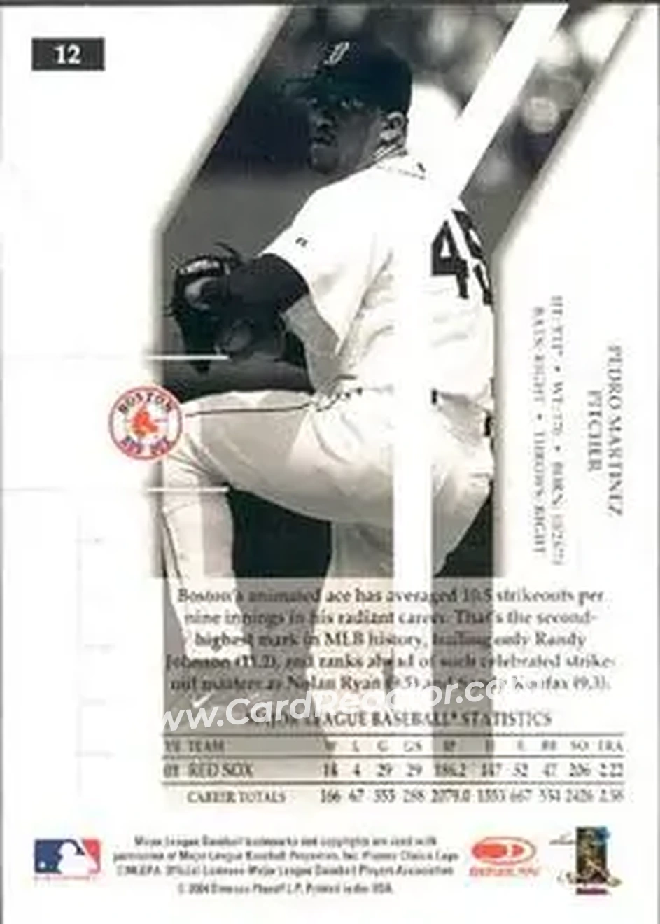 2004 Donruss Elite Extra Edition #12 - Pedro Martinez - Boston Red Sox - Back