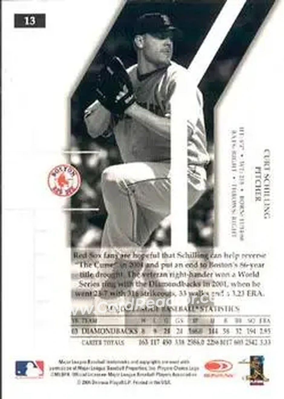 2004 Donruss Elite Extra Edition #13 - Curt Schilling - Boston Red Sox - Back