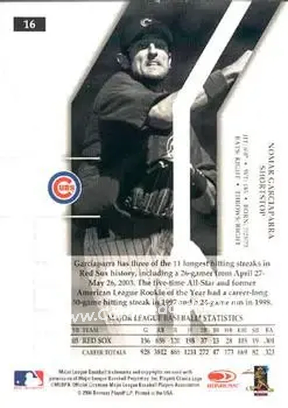 2004 Donruss Elite Extra Edition #16 - Nomar Garciaparra - Chicago Cubs - Back