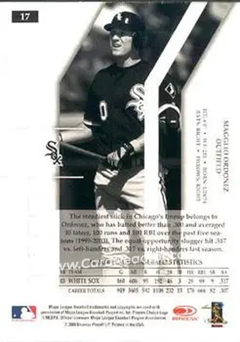 2004 Donruss Elite Extra Edition #17 - Magglio Ordonez - Chicago White Sox - Back