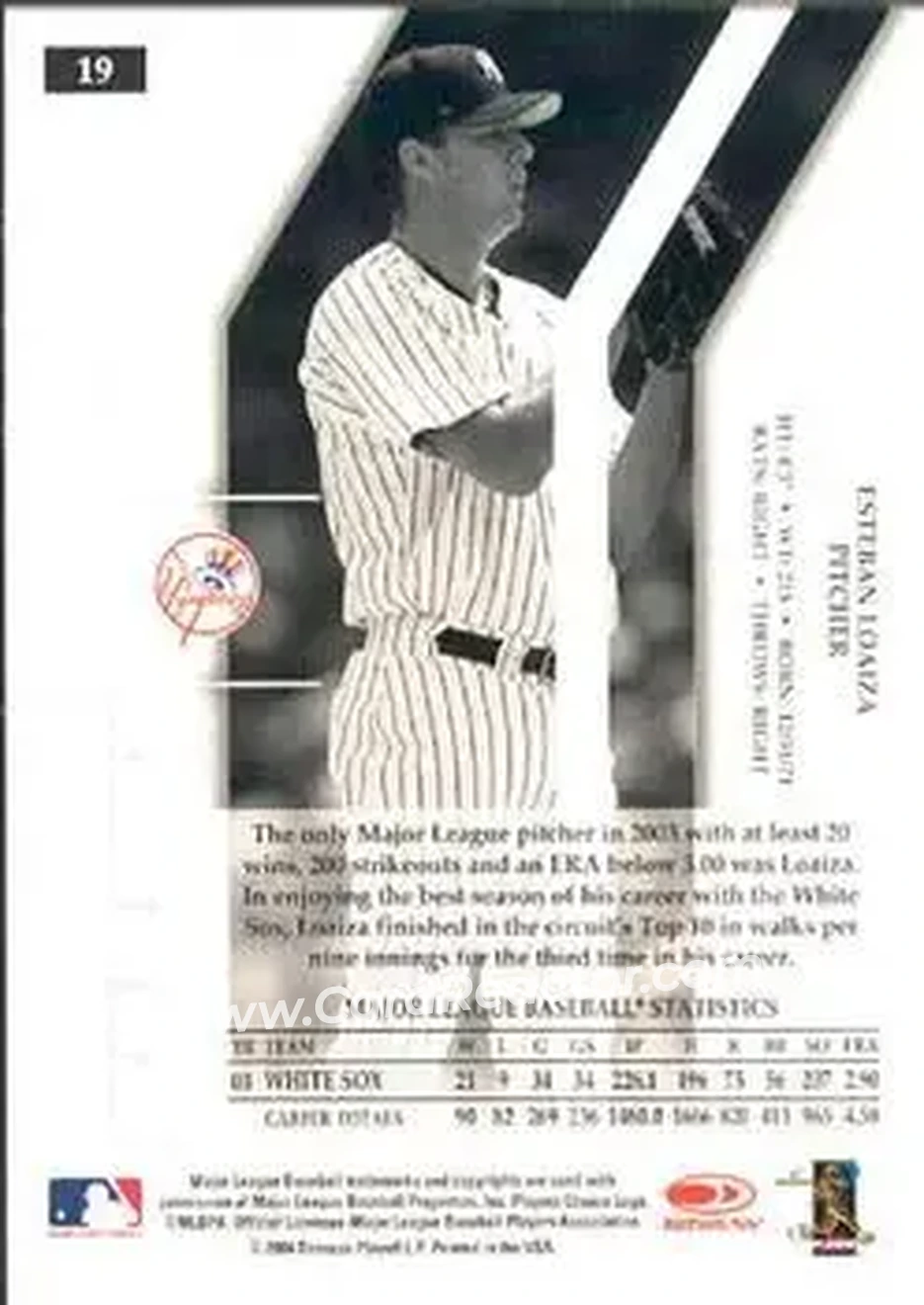2004 Donruss Elite Extra Edition #19 - Esteban Loaiza - New York Yankees - Back