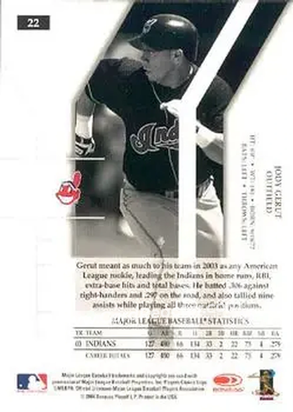2004 Donruss Elite Extra Edition #22 - Jody Gerut - Cleveland Indians - Back