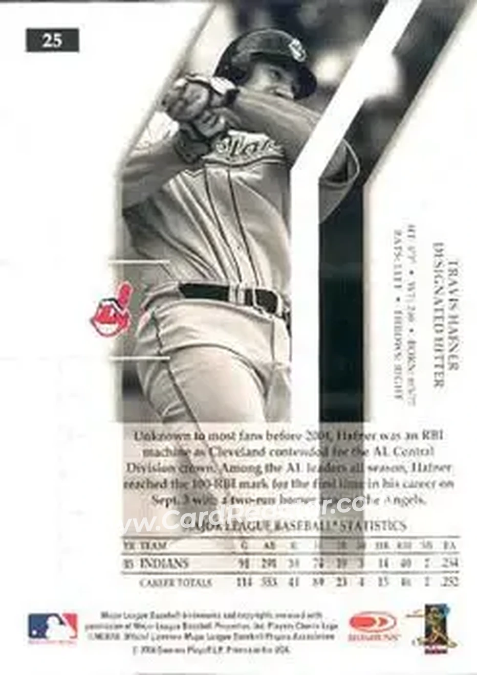 2004 Donruss Elite Extra Edition #25 - Travis Hafner - Cleveland Indians - Back
