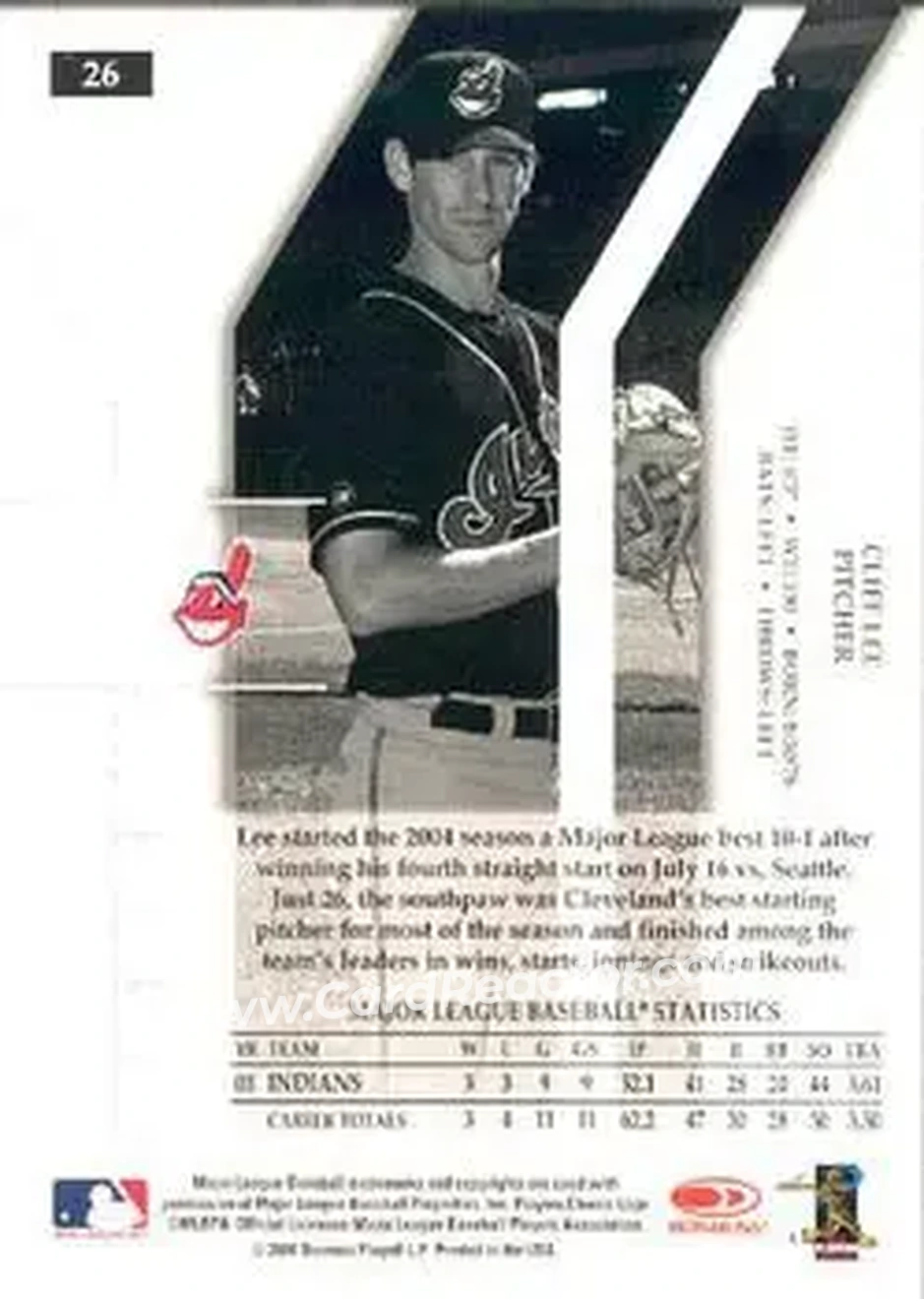2004 Donruss Elite Extra Edition #26 - Cliff Lee - Cleveland Indians - Back