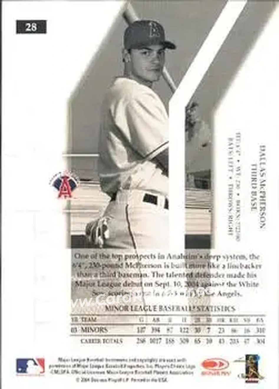 2004 Donruss Elite Extra Edition #28 - Dallas McPherson - Anaheim Angels - Back