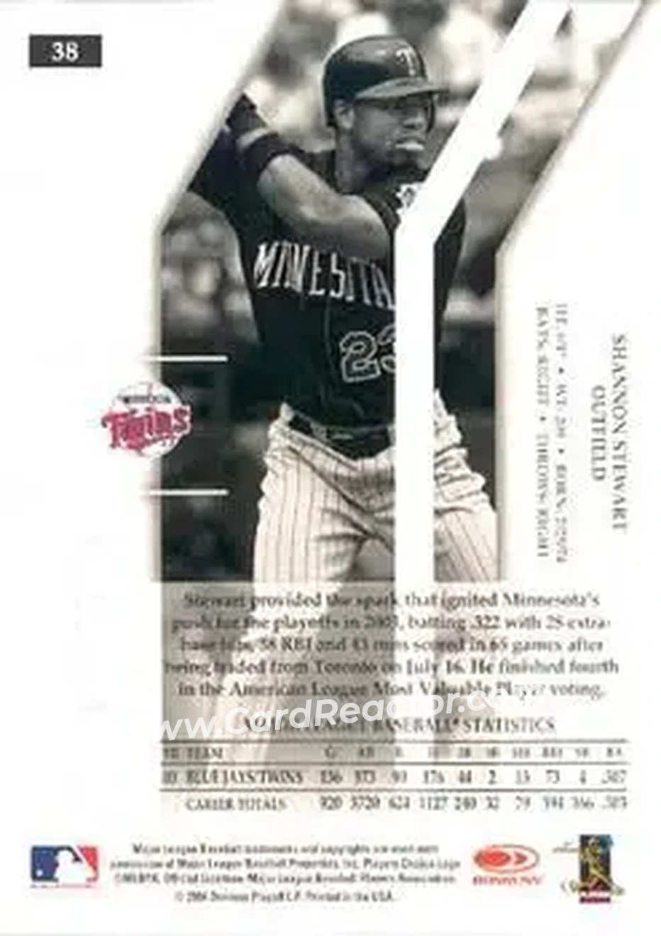 2004 Donruss Elite Extra Edition #38 - Shannon Stewart - Minnesota Twins - Back