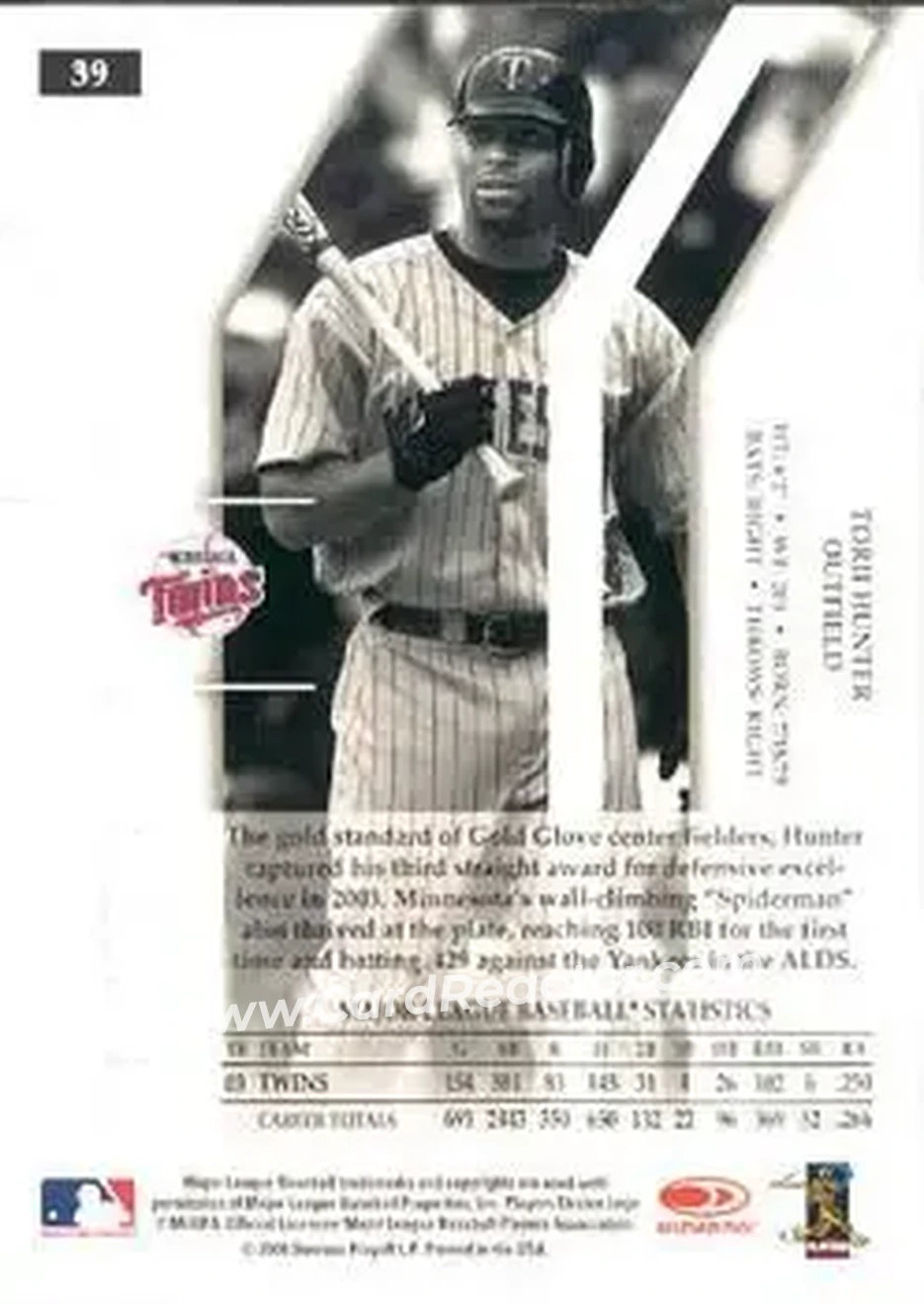 2004 Donruss Elite Extra Edition #39 - Torii Hunter - Minnesota Twins - Back