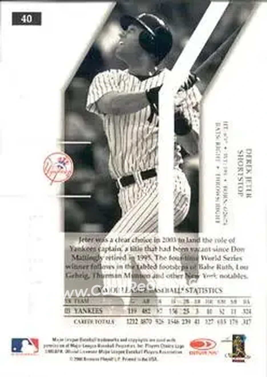 2004 Donruss Elite Extra Edition #40 - Derek Jeter - New York Yankees - Back 2004 Donruss Elite Extra Edition #40 - Derek Jeter - New York Yankees - Back