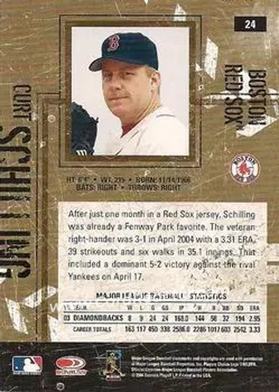 2004 Donruss Leather & Lumber #24 - Curt Schilling - Boston Red Sox - Back