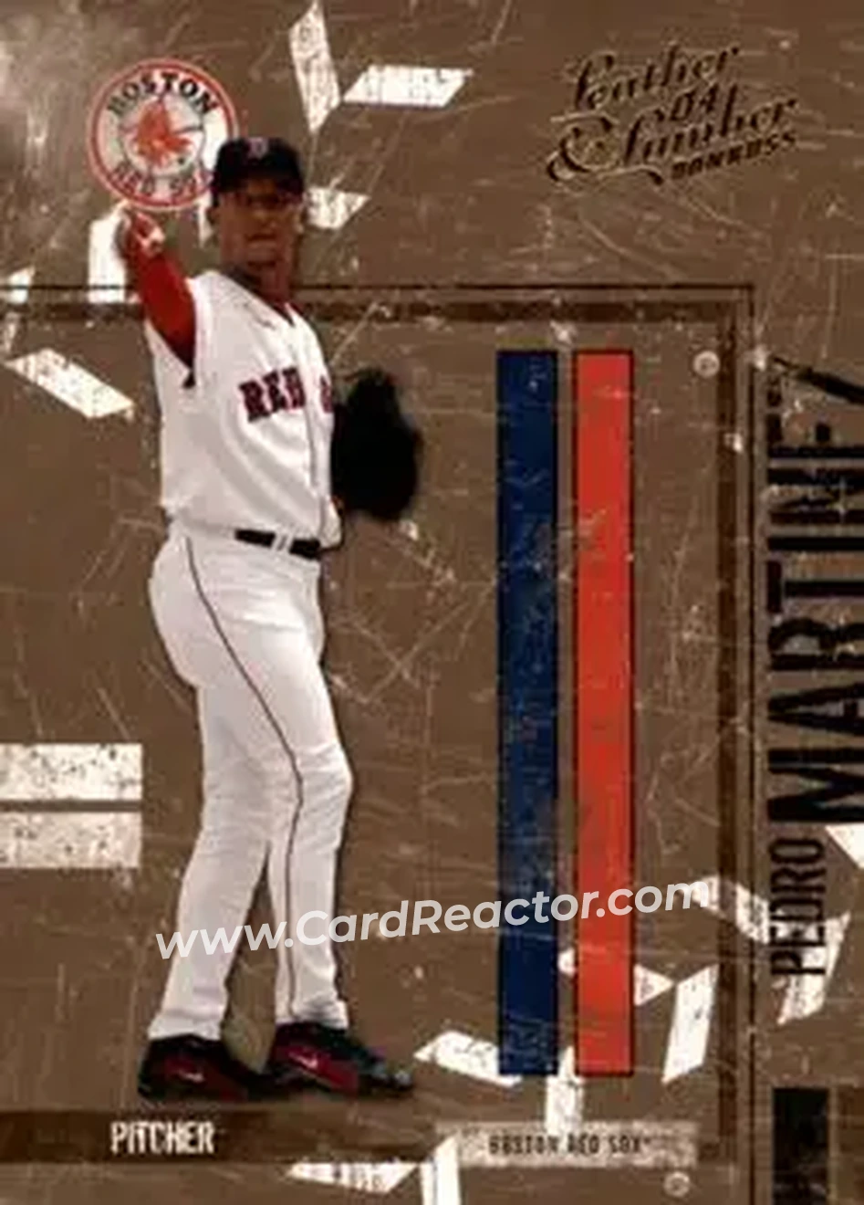 2004 Donruss Leather & Lumber #28 - Pedro Martinez - Boston Red Sox - Front 2004 Donruss Leather & Lumber #28 - Pedro Martinez - Boston Red Sox - Front