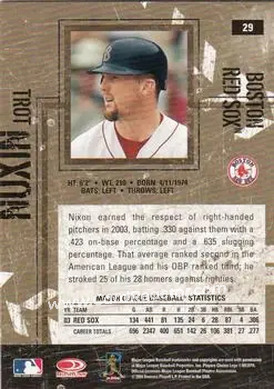2004 Donruss Leather & Lumber #29 - Trot Nixon - Boston Red Sox - Back