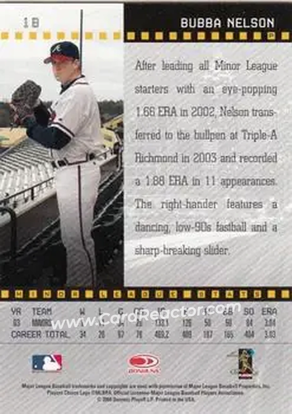 2004 Donruss Studio #18 - Bubba Nelson - Cincinnati Reds - Back