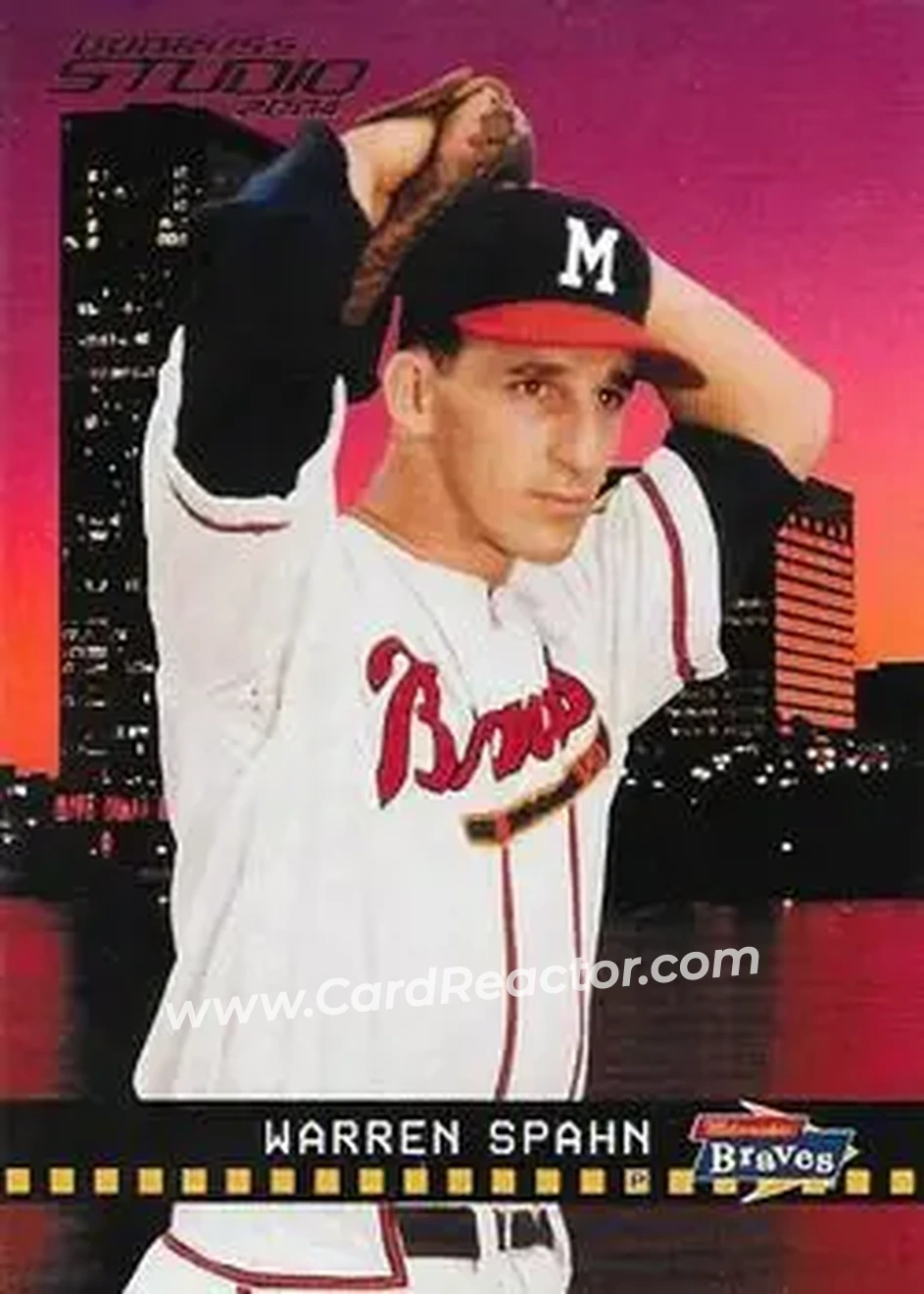 2004 Donruss Studio #25 - Warren Spahn - Milwaukee Braves - Front
