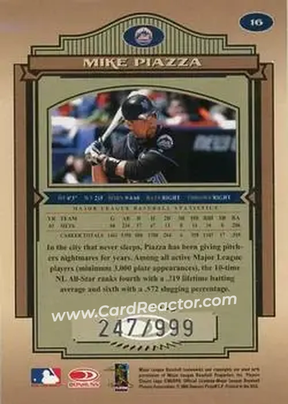 2004 Donruss Timeless Treasures #16 - Mike Piazza - New York Mets - Back