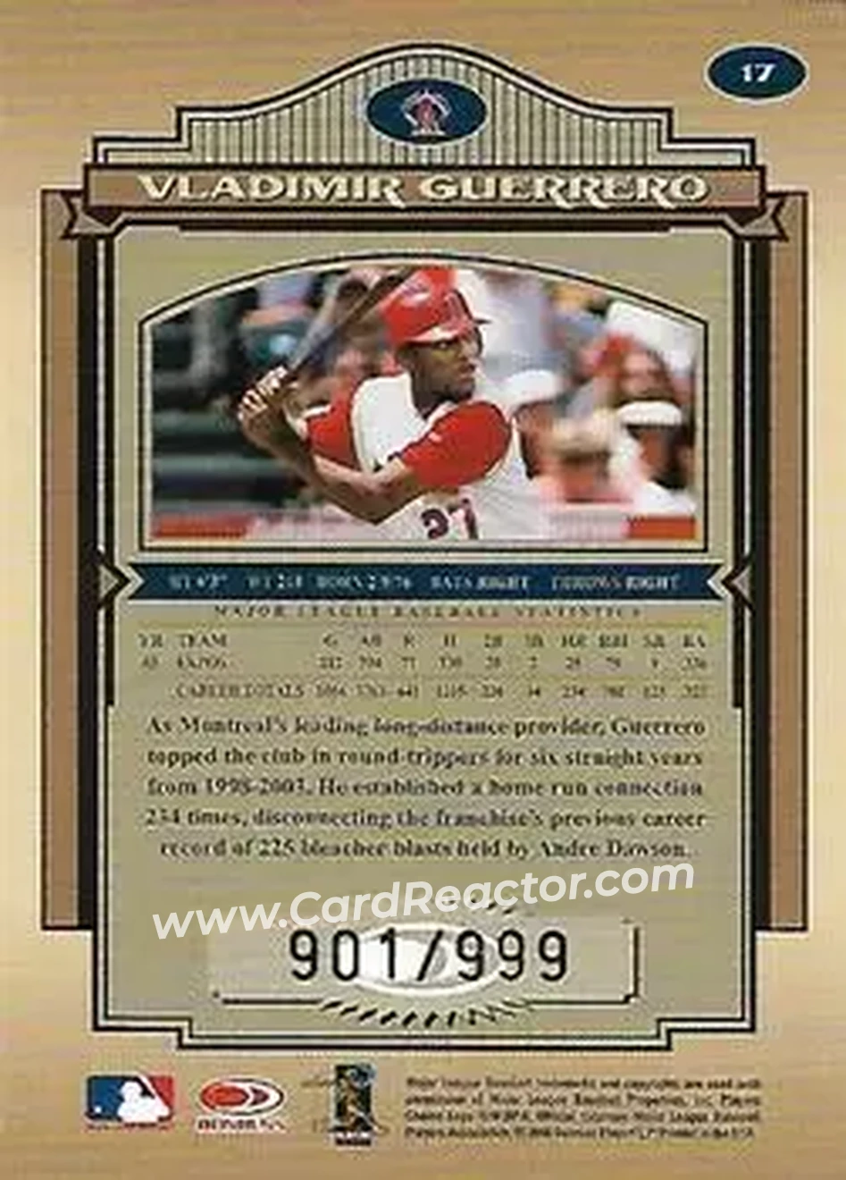 2004 Donruss Timeless Treasures #17 - Vladimir Guerrero - Anaheim Angels - Back