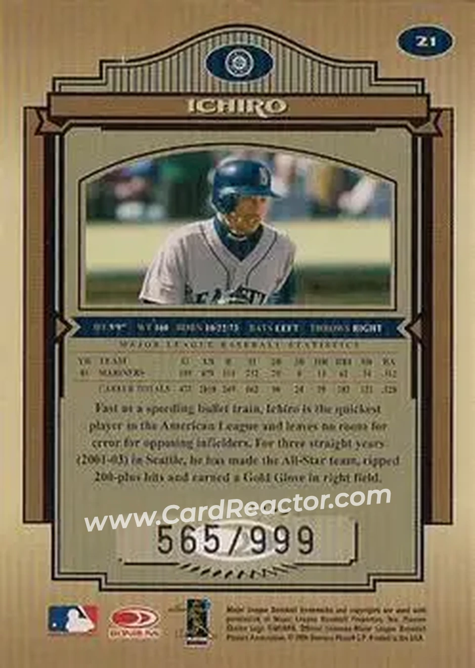 2004 Donruss Timeless Treasures #21 - Ichiro - Seattle Mariners - Back