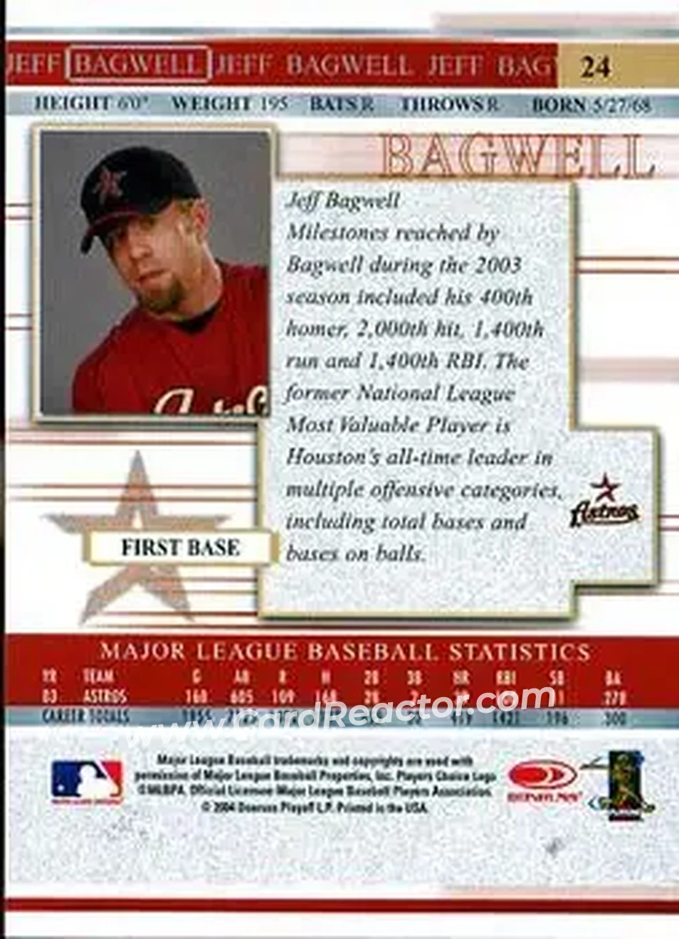 2004 Donruss Timelines #24 - Jeff Bagwell - Houston Astros - Back