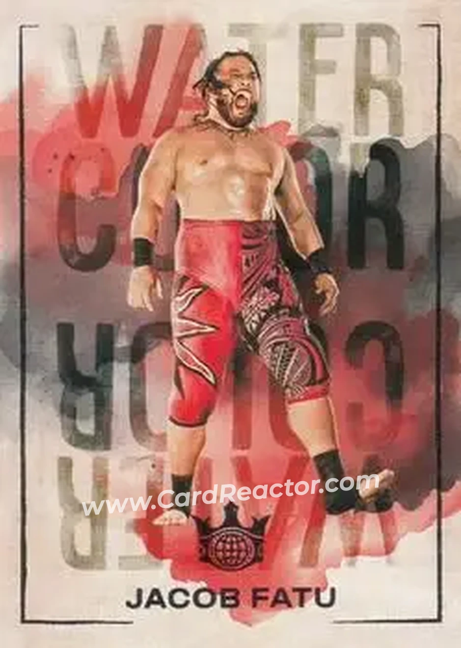 2026 Panini Ring Royalty MLW - Water Color #6 - Jacob Fatu - Front 2026 Panini Ring Royalty MLW - Water Color #6 - Jacob Fatu - Front