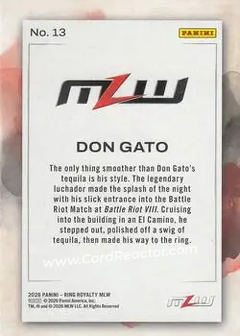 2026 Panini Ring Royalty MLW - Water Color #13 - Don Gato - Back