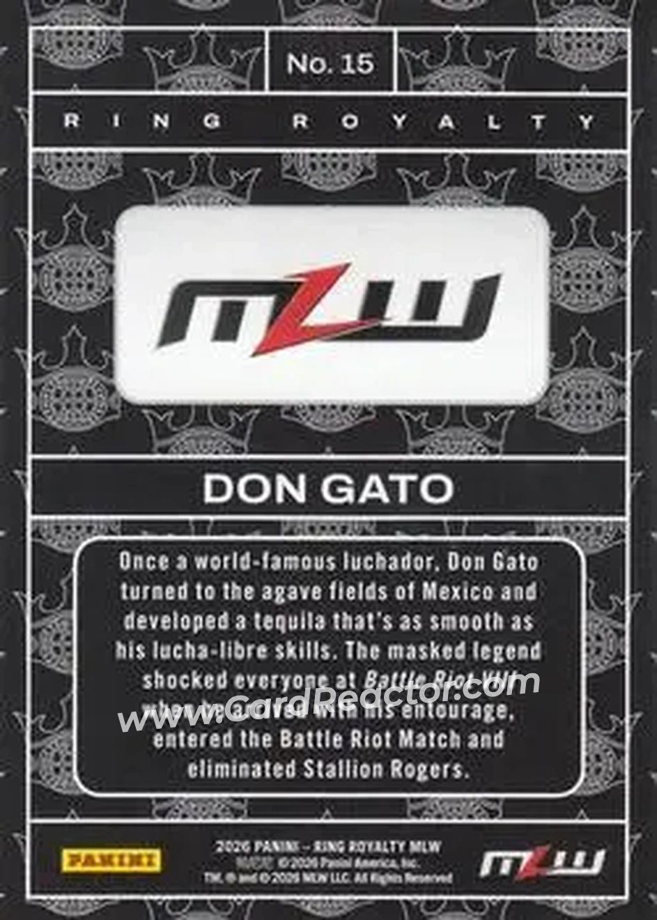 2026 Panini Ring Royalty MLW - Studio #15 - Don Gato - Back