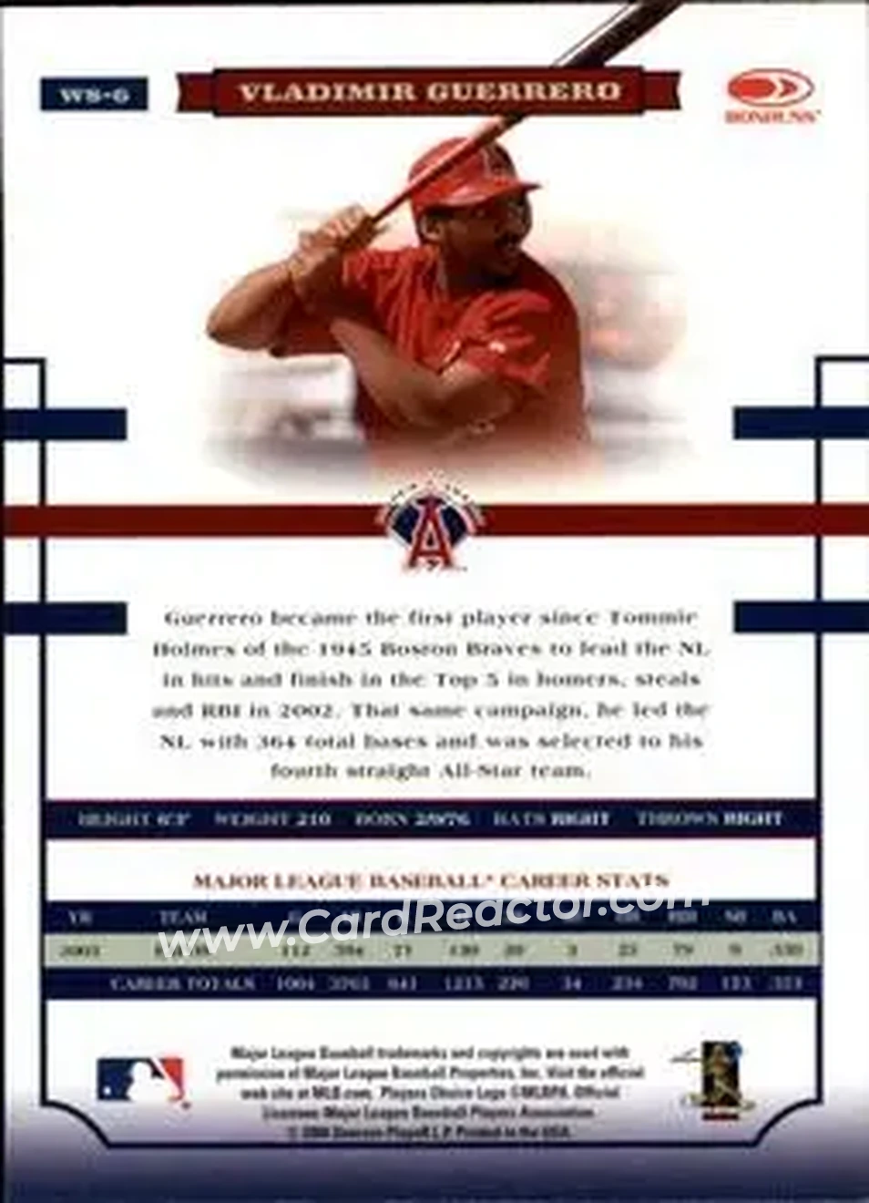 2004 Donruss World Series #WS-6 - Vladimir Guerrero - Anaheim Angels - Back 2004 Donruss World Series #WS-6 - Vladimir Guerrero - Anaheim Angels - Back