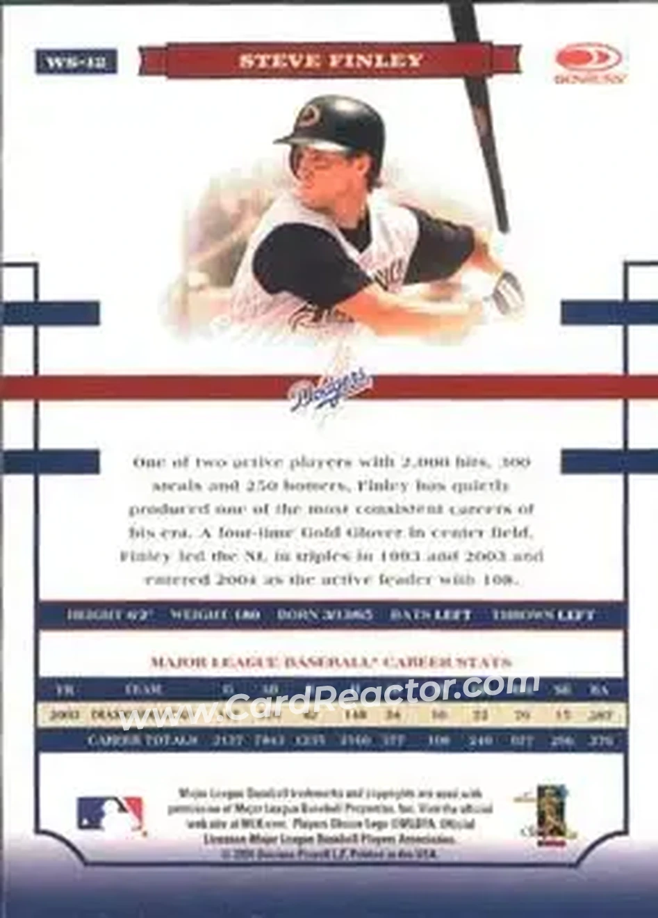 2004 Donruss World Series #WS-12 - Steve Finley - Los Angeles Dodgers - Back 2004 Donruss World Series #WS-12 - Steve Finley - Los Angeles Dodgers - Back