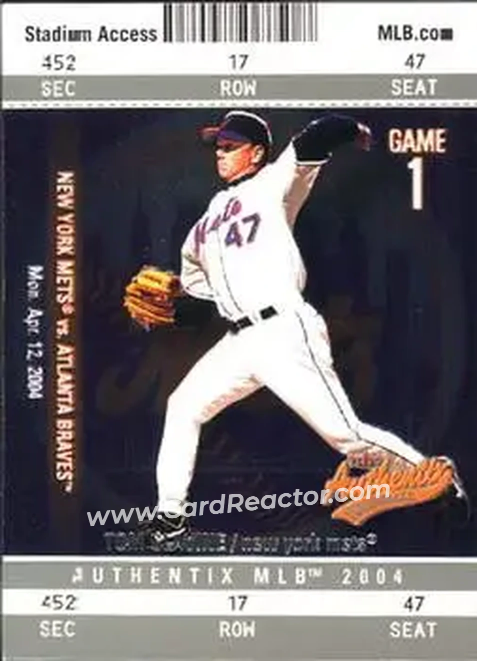 2004 Fleer Authentix #5 - Tom Glavine - New York Mets - Front