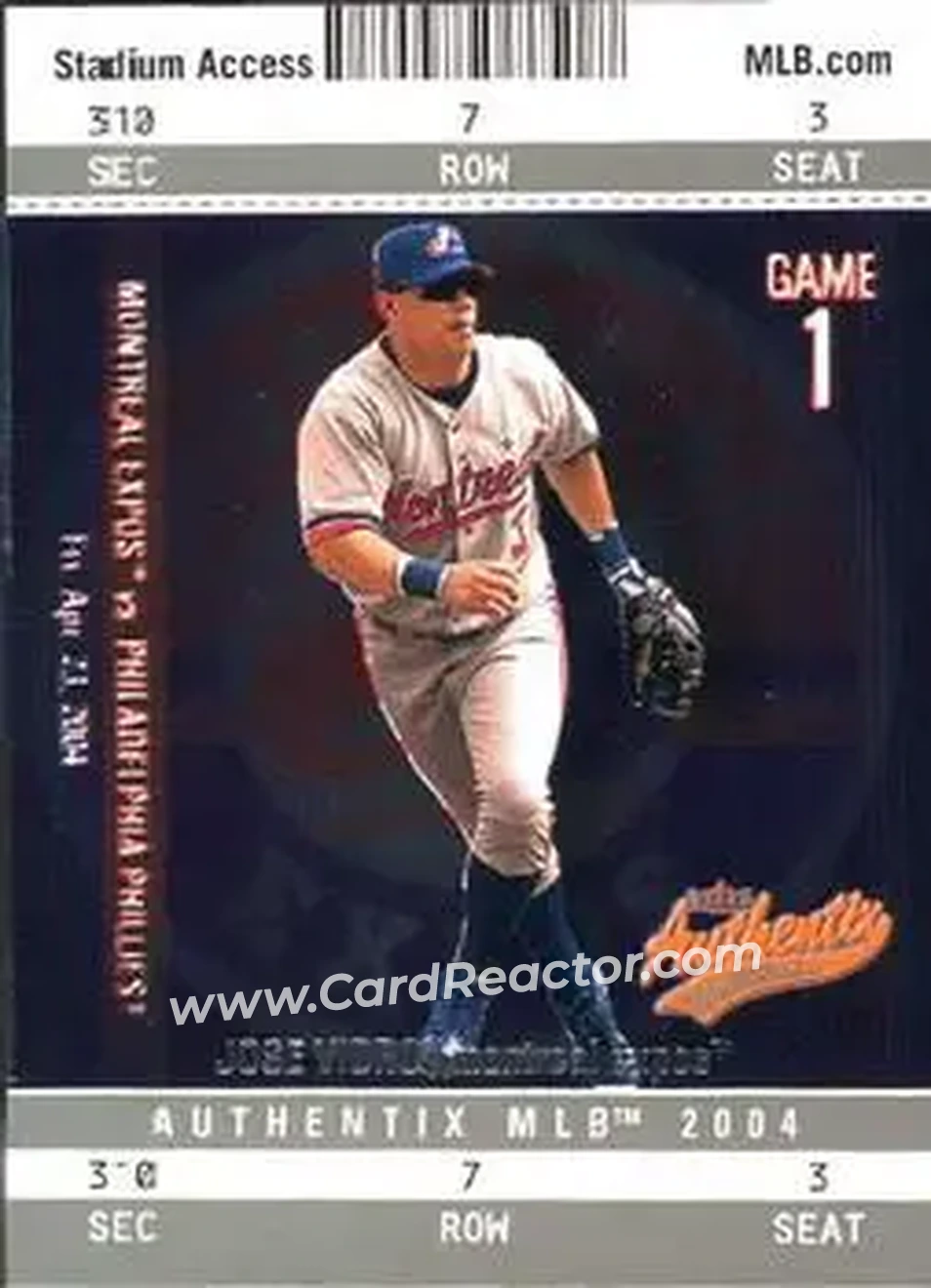 2004 Fleer Authentix #8 - Jose Vidro - Montreal Expos - Front