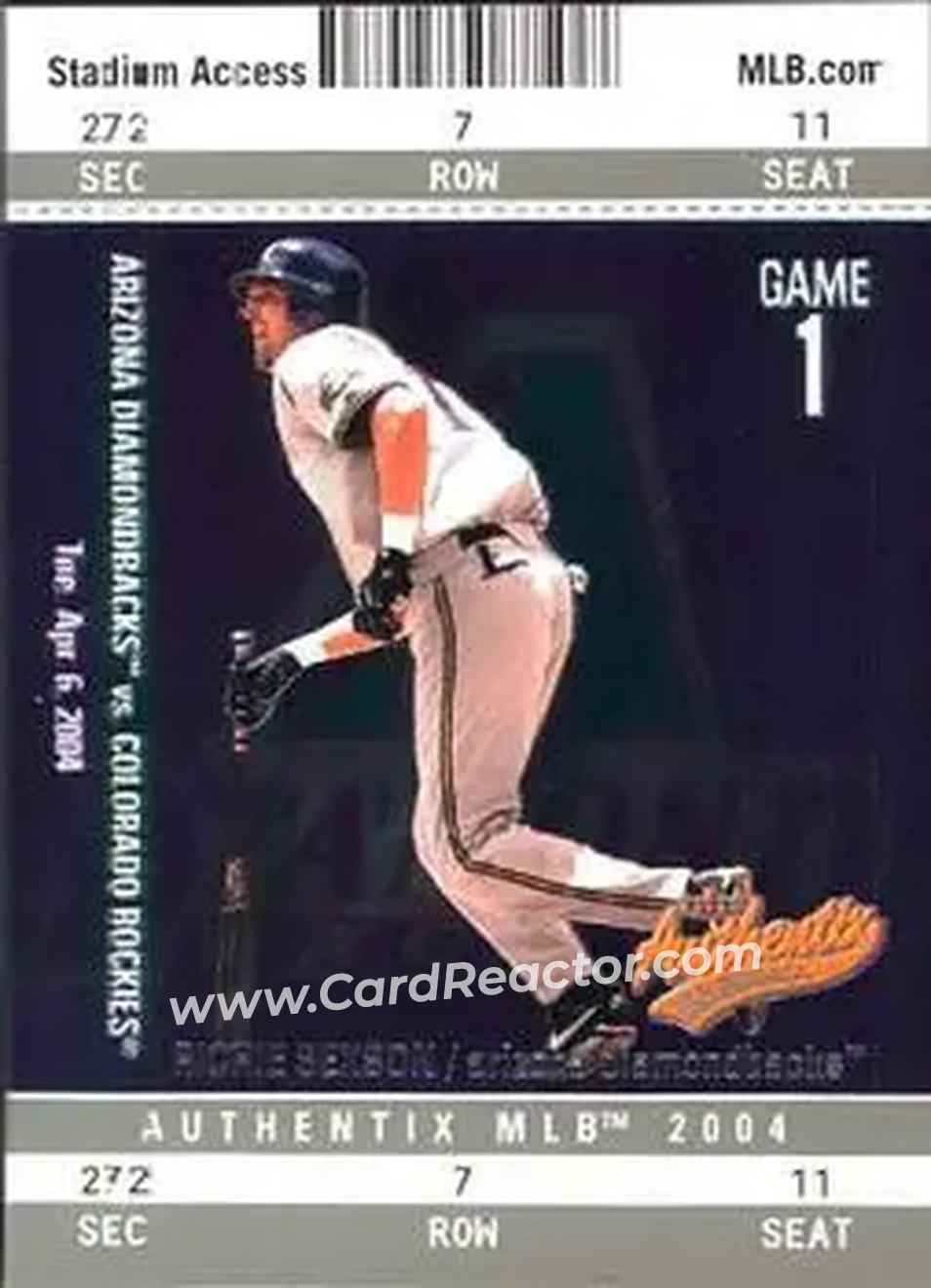 2004 Fleer Authentix #11 - Richie Sexson - Arizona Diamondbacks - Front