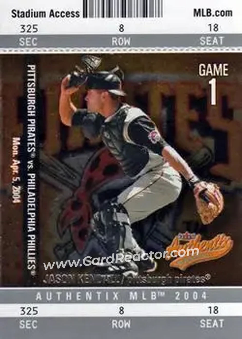 2004 Fleer Authentix #13 - Jason Kendall - Pittsburgh Pirates - Front