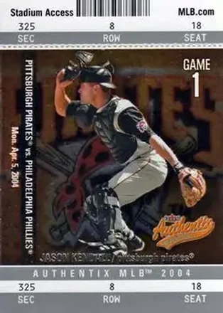2004 Fleer Authentix #13 - Jason Kendall - Pittsburgh Pirates