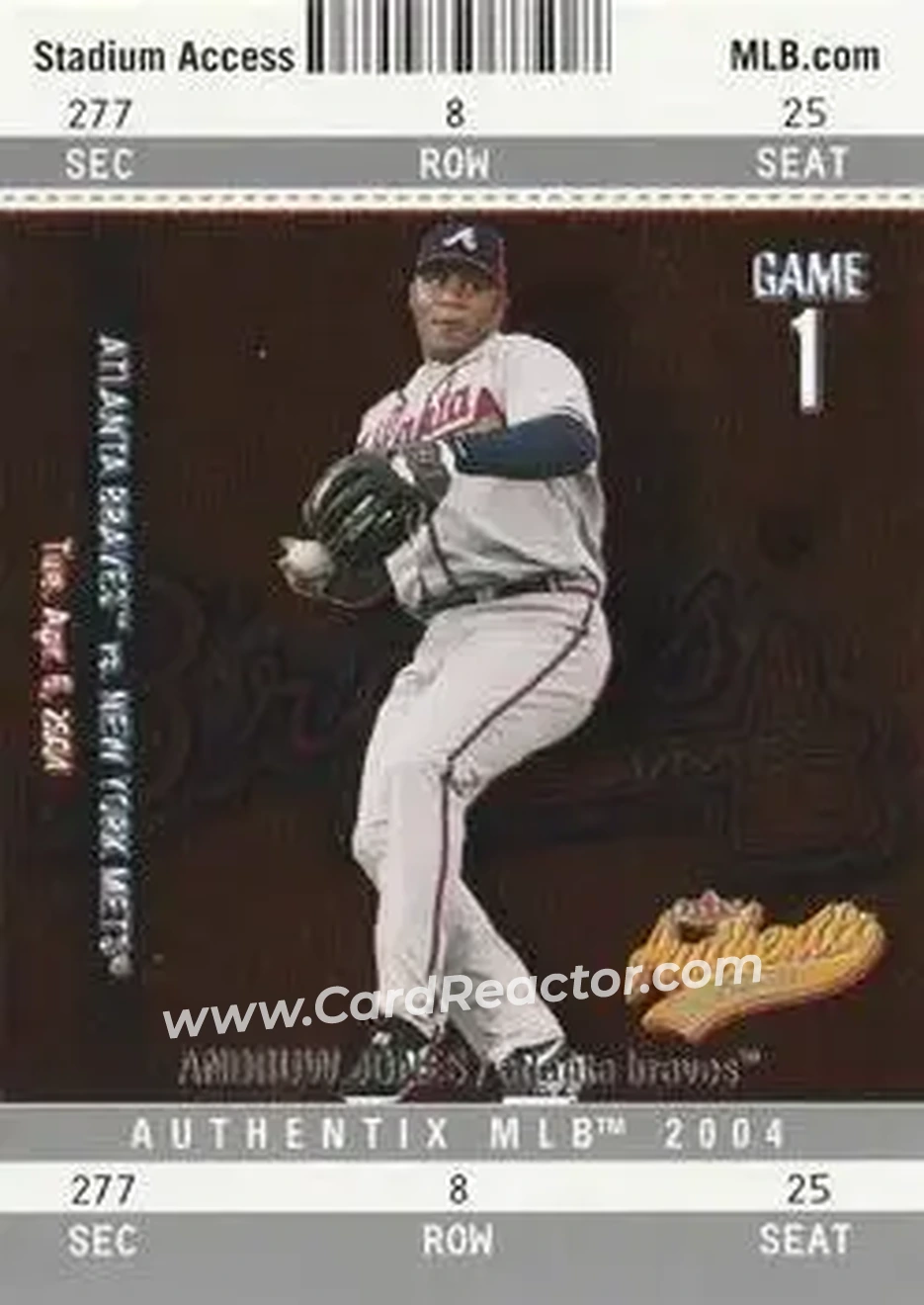 2004 Fleer Authentix #15 - Andruw Jones - Atlanta Braves - Front 2004 Fleer Authentix #15 - Andruw Jones - Atlanta Braves - Front