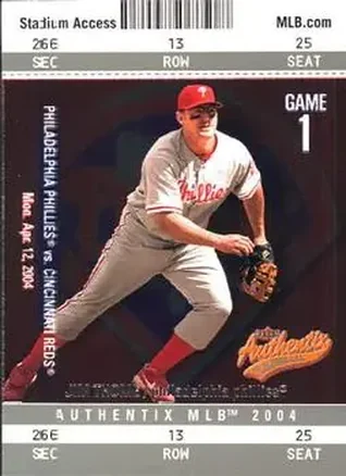 2004 Fleer Authentix #16 - Jim Thome - Philadelphia Phillies