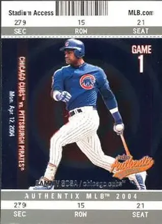 2004 Fleer Authentix #20 - Sammy Sosa - Chicago Cubs