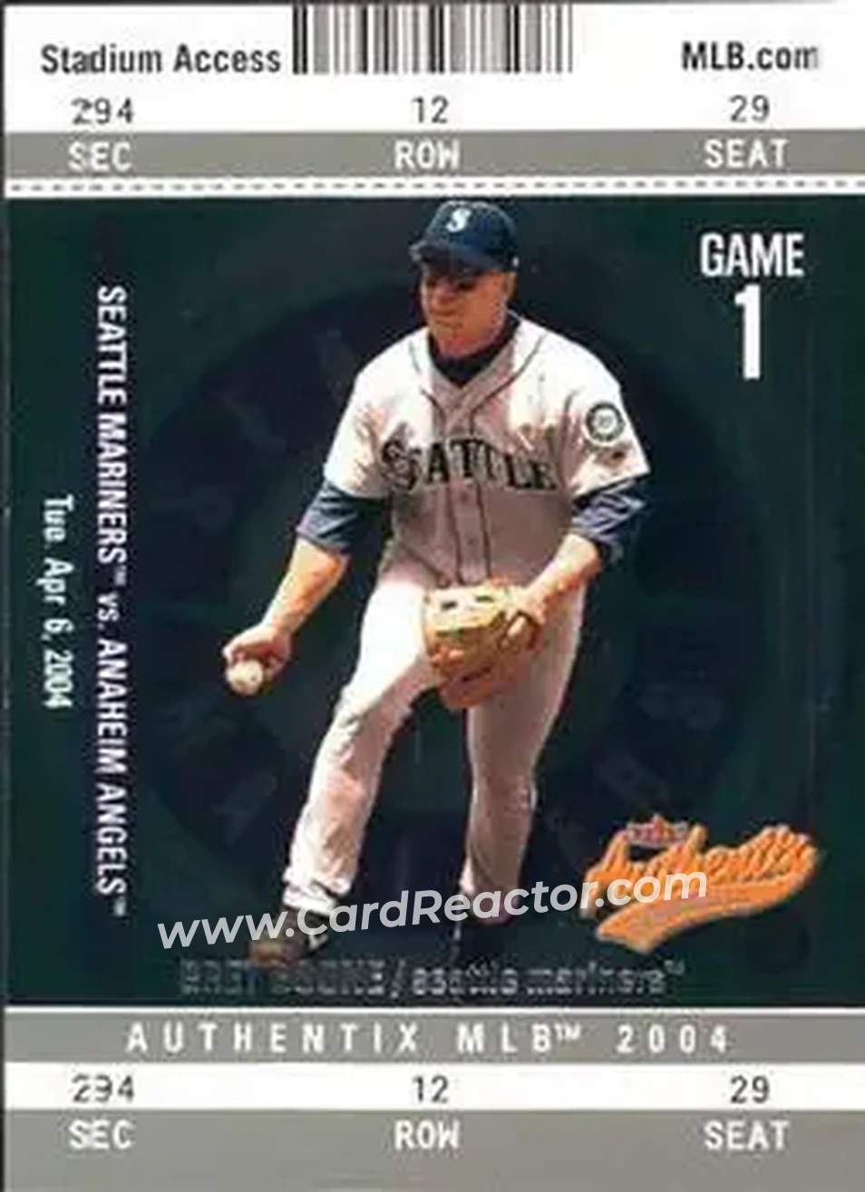 2004 Fleer Authentix #21 - Bret Boone - Seattle Mariners - Front