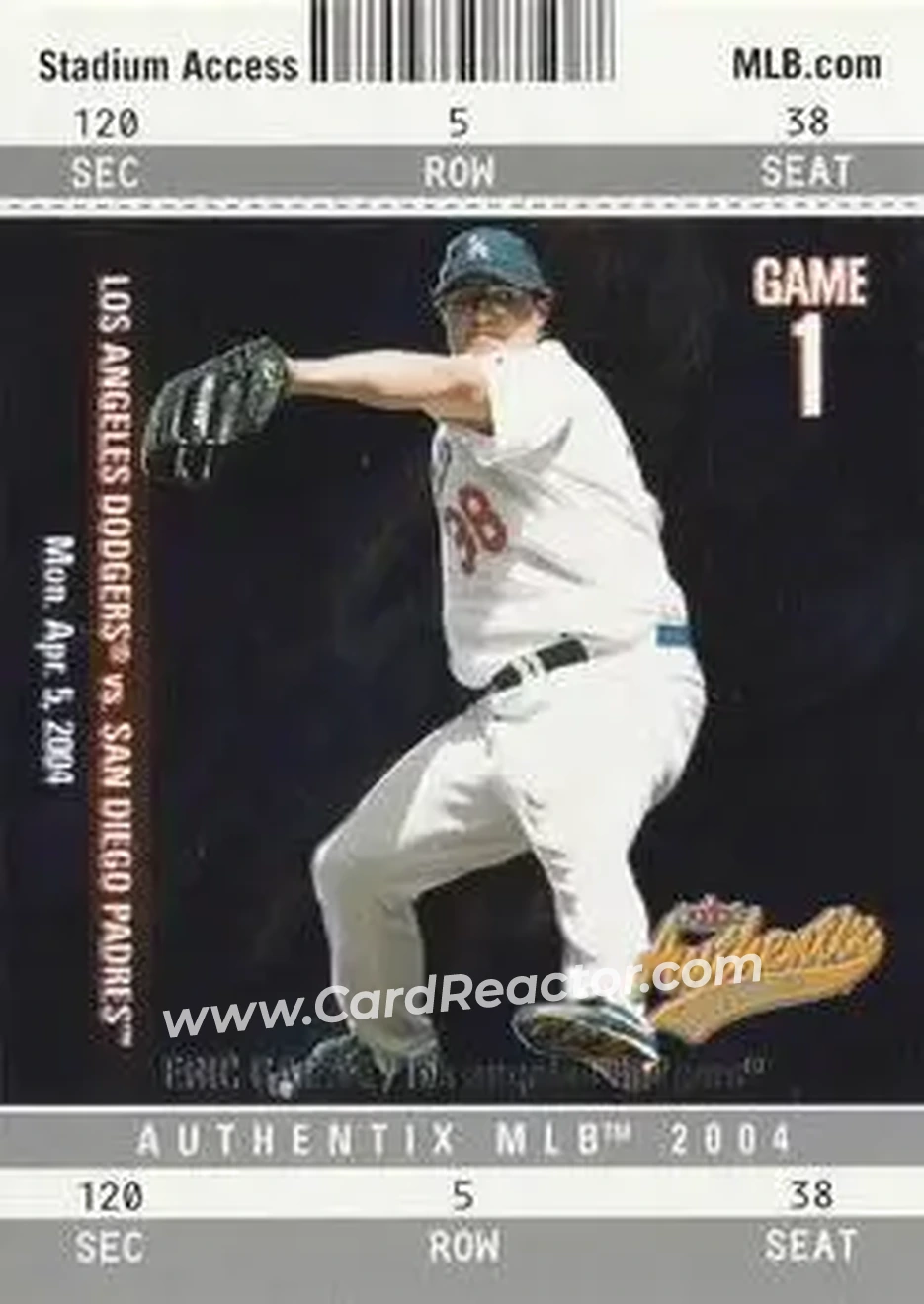 2004 Fleer Authentix #22 - Eric Gagne - Los Angeles Dodgers - Front