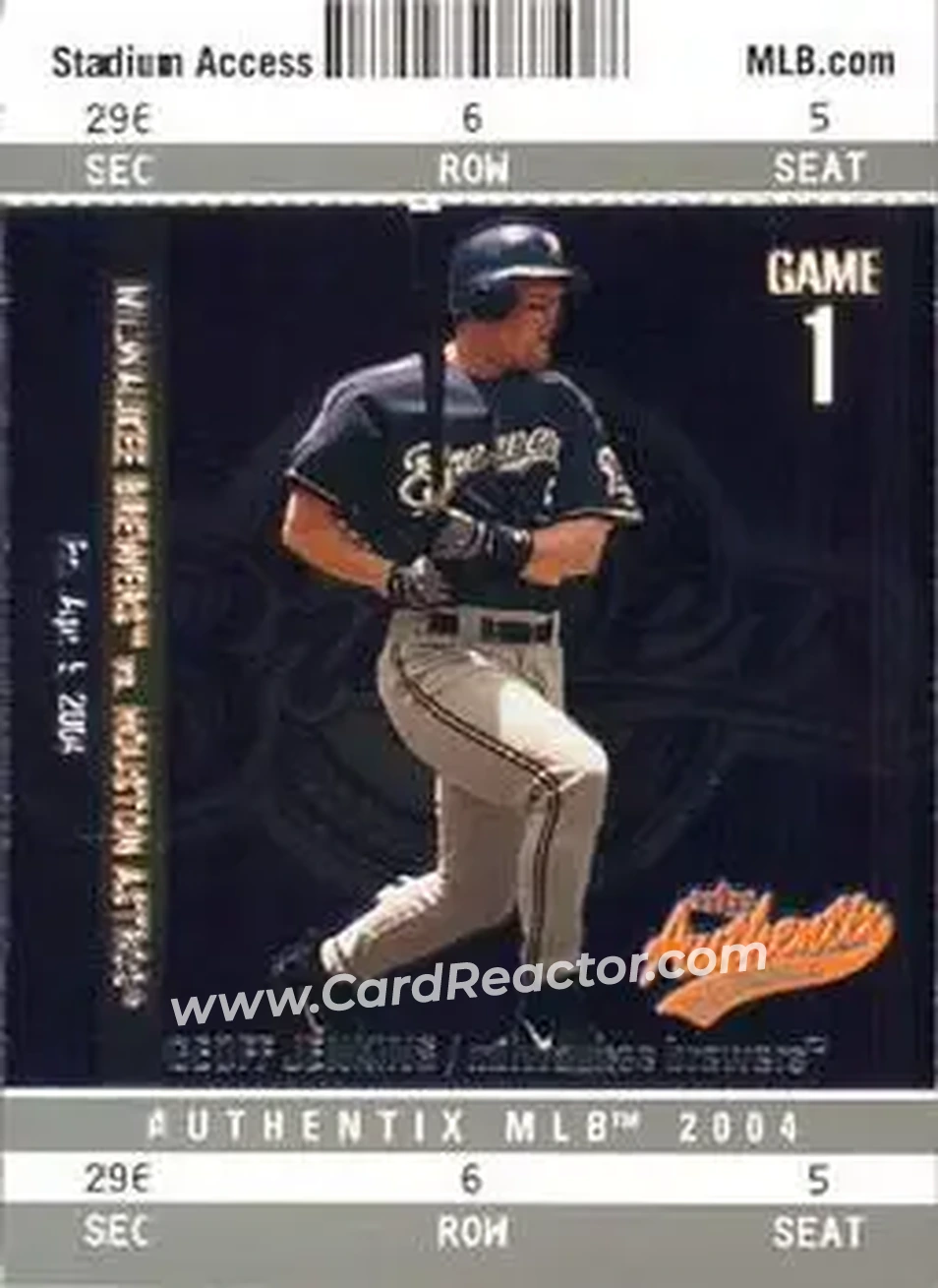2004 Fleer Authentix #24 - Geoff Jenkins - Milwaukee Brewers - Front