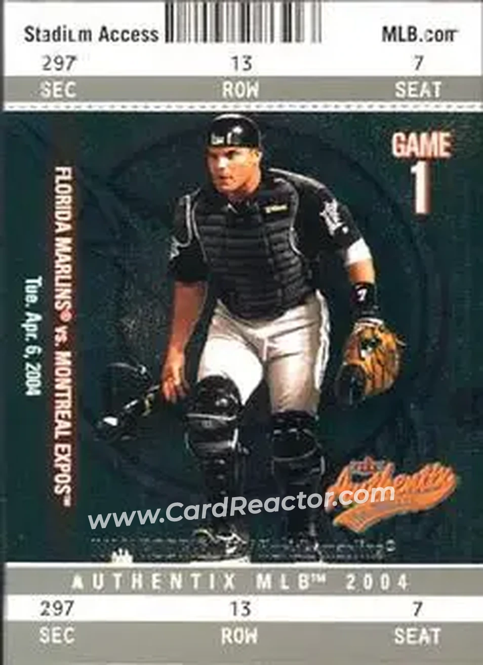 2004 Fleer Authentix #25 - Ivan Rodriguez - Florida Marlins - Front