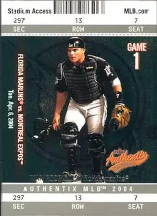 2004 Fleer Authentix #25 - Ivan Rodriguez - Florida Marlins