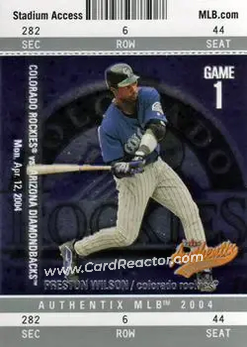 2004 Fleer Authentix #26 - Preston Wilson - Colorado Rockies - Front